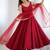 Maroon color roman silk chanderi solid -mirror lace work anarkali set full stitched.