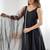 Black color roman silk chanderi solid -mirror lace work anarkali set full stitched.