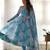 Sky blue color marble printed orgenza silk anarkali set full stitched.