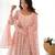Light pink color flower printed orgenza silk anarkali set full stitched.