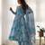 Sky blue color marble printed orgenza silk anarkali set full stitched.