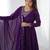 Purple color faux georgette beads & zari embroiderred work anarkali set full stitched.