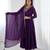 Purple color faux georgette beads & zari embroiderred work anarkali set full stitched.