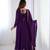 Purple color faux georgette beads & zari embroiderred work anarkali set full stitched.