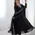 Black color faux georgette beads & zari embroiderred work anarkali set full stitched.