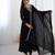 Black color faux georgette beads & zari embroiderred work anarkali set full stitched.