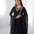Black color faux georgette beads & zari embroiderred work anarkali set full stitched.