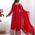 Red color vichitra silk dori sequeince embroidered anarkali set full stitched.