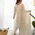 White color chinnon silk zari sequeince embroidered anarkali set full stitched.