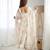 White color flower printed orgenza silk anarkali set full stitched.