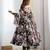 Black color flower printed orgenza silk anarkali set full stitched.