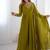 Mehendi color faux georgette beads & zari embroiderred work anarkali set full stitched.