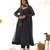 Black color leheriya print faux georgette anarkali set full stitched.