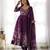 Wine color flower printed orgenza silk anarkali set full stitched.