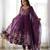 Wine color flower printed orgenza silk anarkali set full stitched.