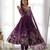 Wine color flower printed orgenza silk anarkali set full stitched.