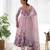 Light pink color flower printed orgenza silk anarkali set full stitched.
