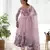Light pink color flower printed orgenza silk anarkali set full stitched.