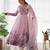 Light pink color flower printed orgenza silk anarkali set full stitched.