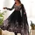 Black color flower printed orgenza silk anarkali set full stitched.