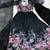 Black color flower printed orgenza silk anarkali set full stitched.