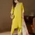 Floral embroidered cotton round neck kurta trosuer & dupatta set