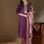 Floral embroidered cotton round neck kurta trosuer & dupatta set