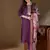 Floral embroidered cotton round neck kurta trosuer & dupatta set