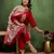 Floral embroidered cotton round neck kurta trosuer & dupatta set