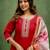 Floral embroidered cotton round neck kurta trosuer & dupatta set