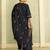Floral embroidered chanderi silk round neck kurta trosuer & dupatta set
