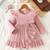 Pink ribbed ruffle bow fit & flare girls dress
