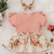 Pink floral ribbed bow fit & flare girls dress