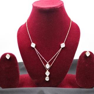 Gold Plated Moissanite Kundan Layered Pendant Necklace Set 1