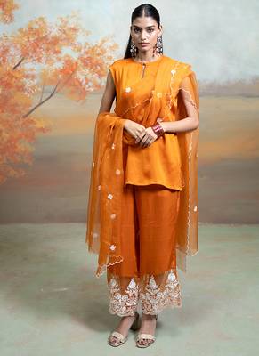 Rust orange modal satin kurta set 1