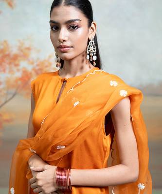 Rust orange modal satin kurta set 3
