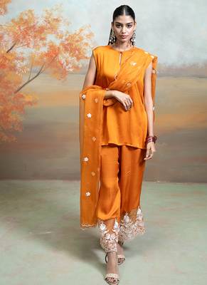 Rust orange modal satin kurta set 4
