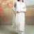 White ivory embroidered organza kurta set