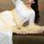 Soft ivory embroidered modal satin kurta set