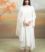 Pure white embroidered mulmul kurta set