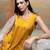 Mustard yellow lace embroidered modal satin kurta set