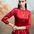 Deep maroon lace embroidered modal satin co ord set