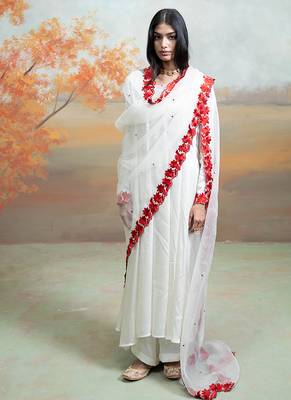 Pure white modal satin kurta set 1