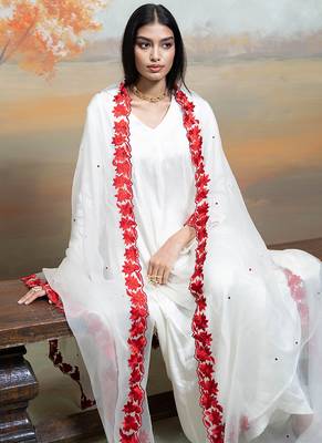 Pure white modal satin kurta set 2