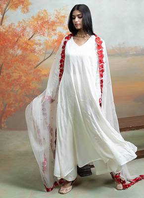 Pure white modal satin kurta set 3
