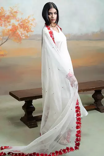Pure white modal satin kurta set