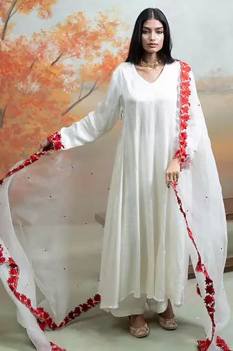 Pure white modal satin kurta set