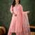 Floral embroidered silk v neck kurta trosuer & dupatta set