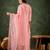 Floral embroidered silk v neck kurta trosuer & dupatta set