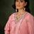 Floral embroidered silk v neck kurta trosuer & dupatta set